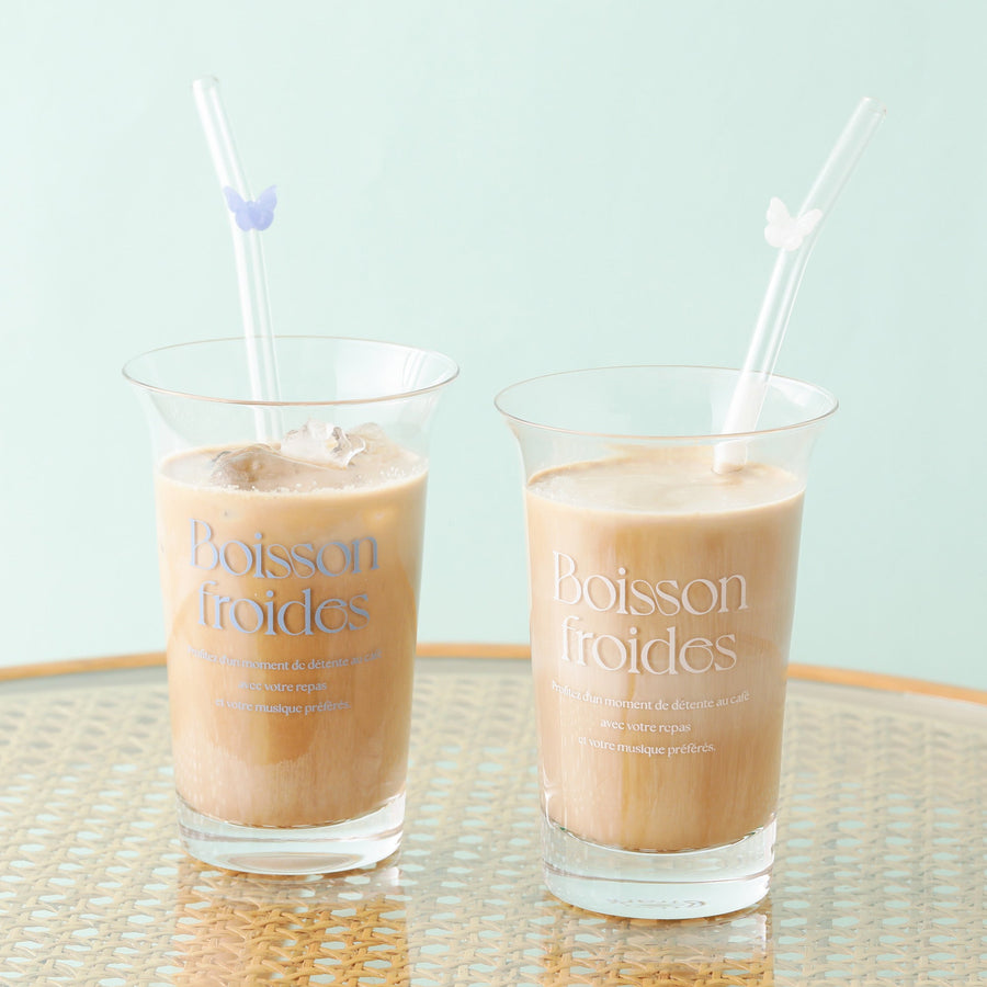 タイポ ストロー付きガラスタンブラー ホワイト