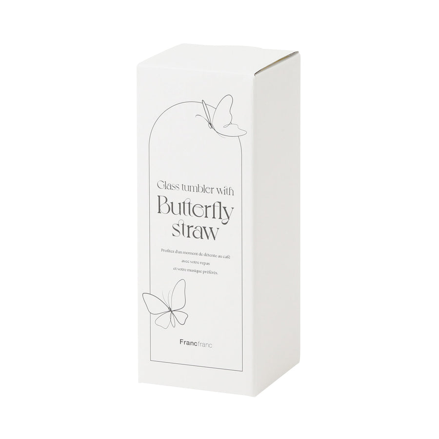 タイポ ストロー付きガラスタンブラー ホワイト