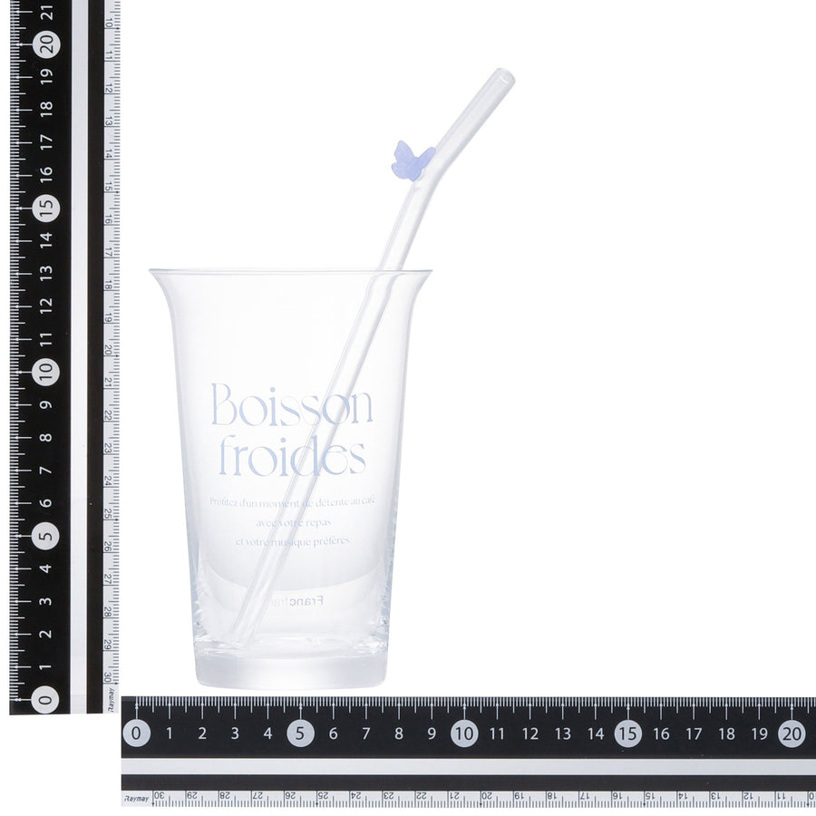 タイポ ストロー付きガラスタンブラー ブルー