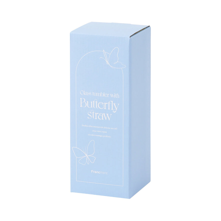 タイポ ストロー付きガラスタンブラー ブルー