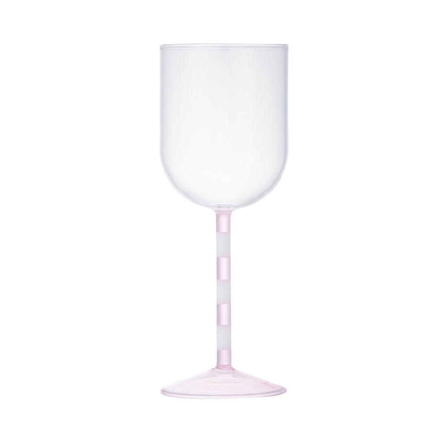 ストライプステム ワイングラス ピンク