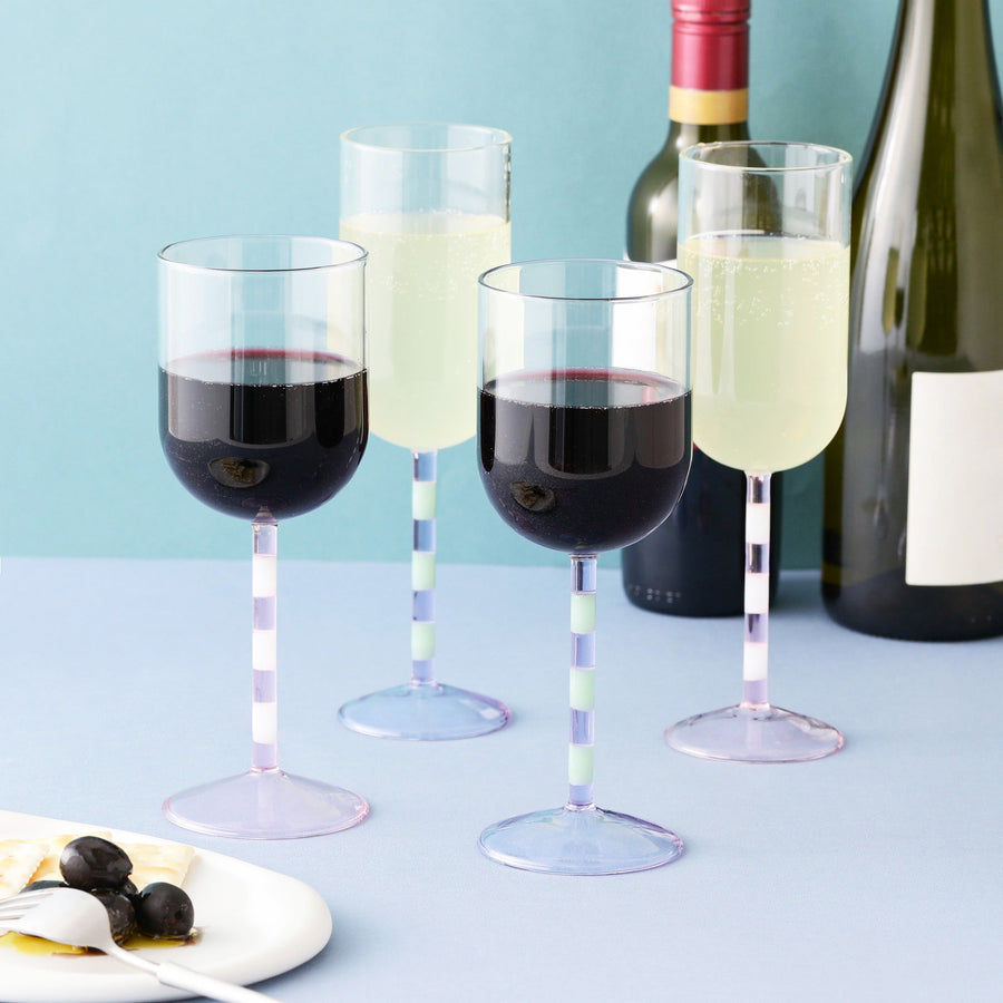 ストライプステム シャンパングラス パープル