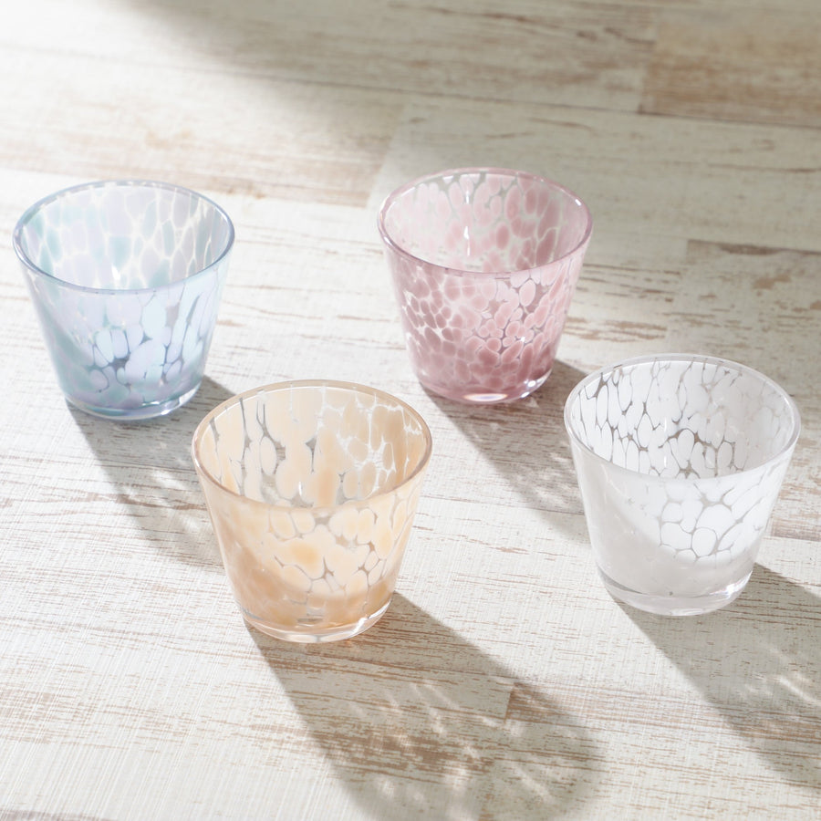 ドットパターン ガラスカップ オレンジ