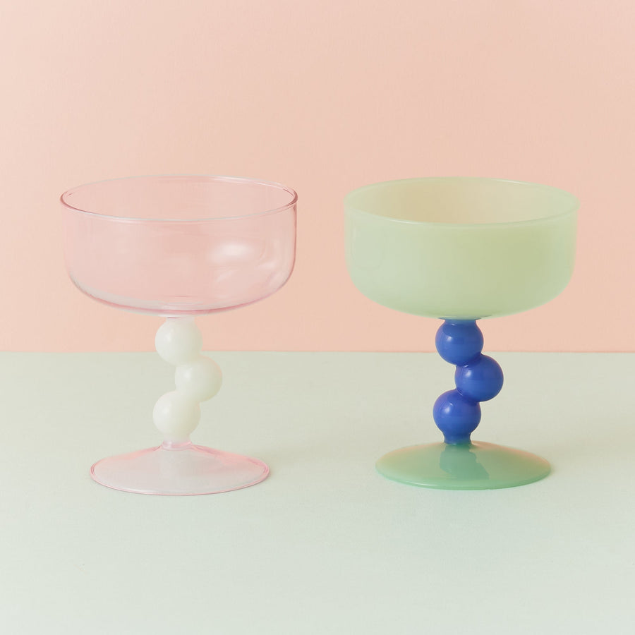 バイカラー バブル デザートグラス グリーン×ブルー