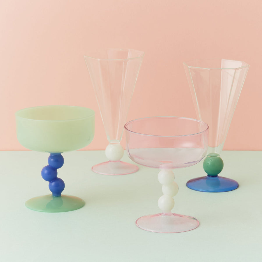 バイカラー バブル デザートグラス グリーン×ブルー