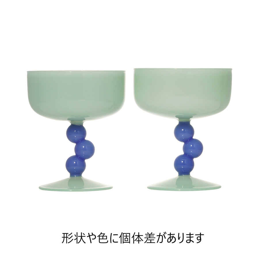 バイカラー バブル デザートグラス グリーン×ブルー
