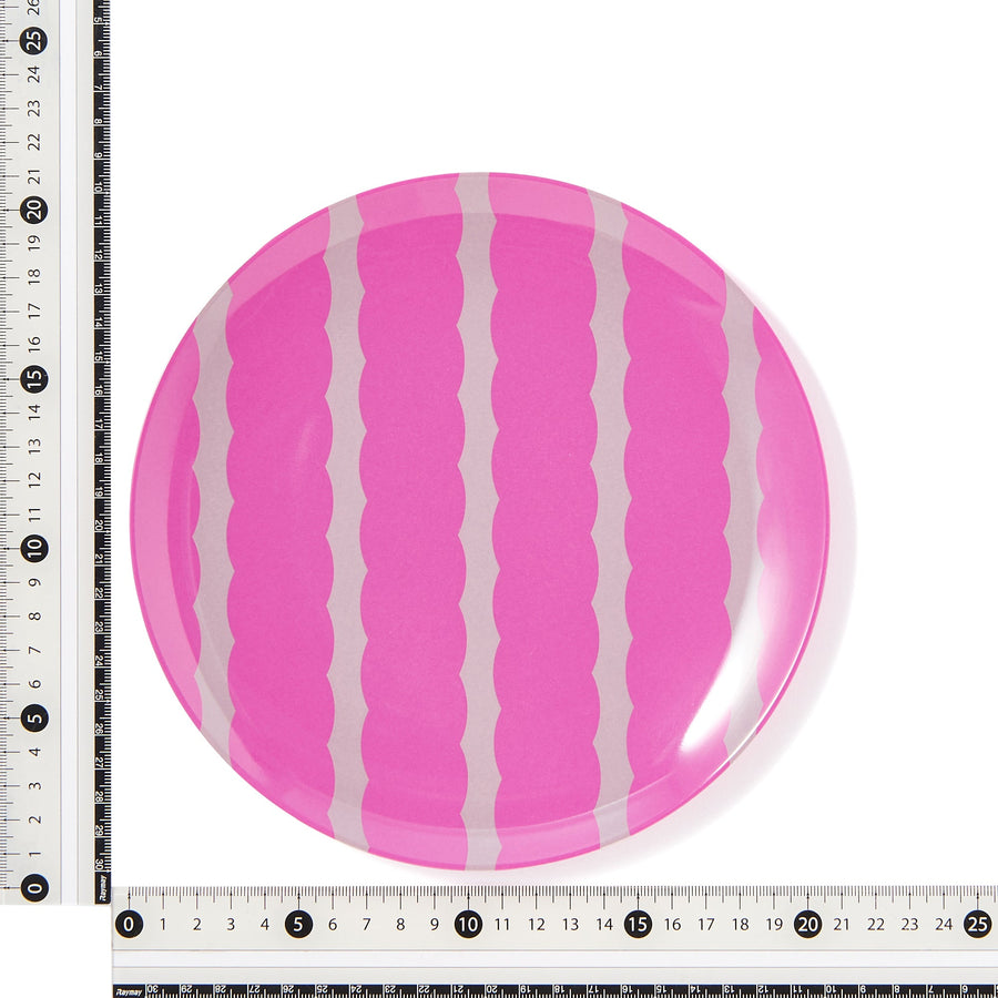 ストライプ メラミンプレート L ピンク