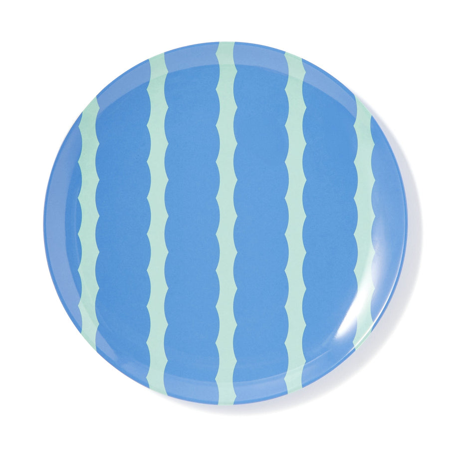 ストライプ メラミンプレート L ブルー