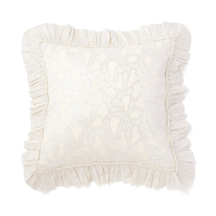 Jacquard Heart Cushion Cover 450 x 450 White x Silver (096)