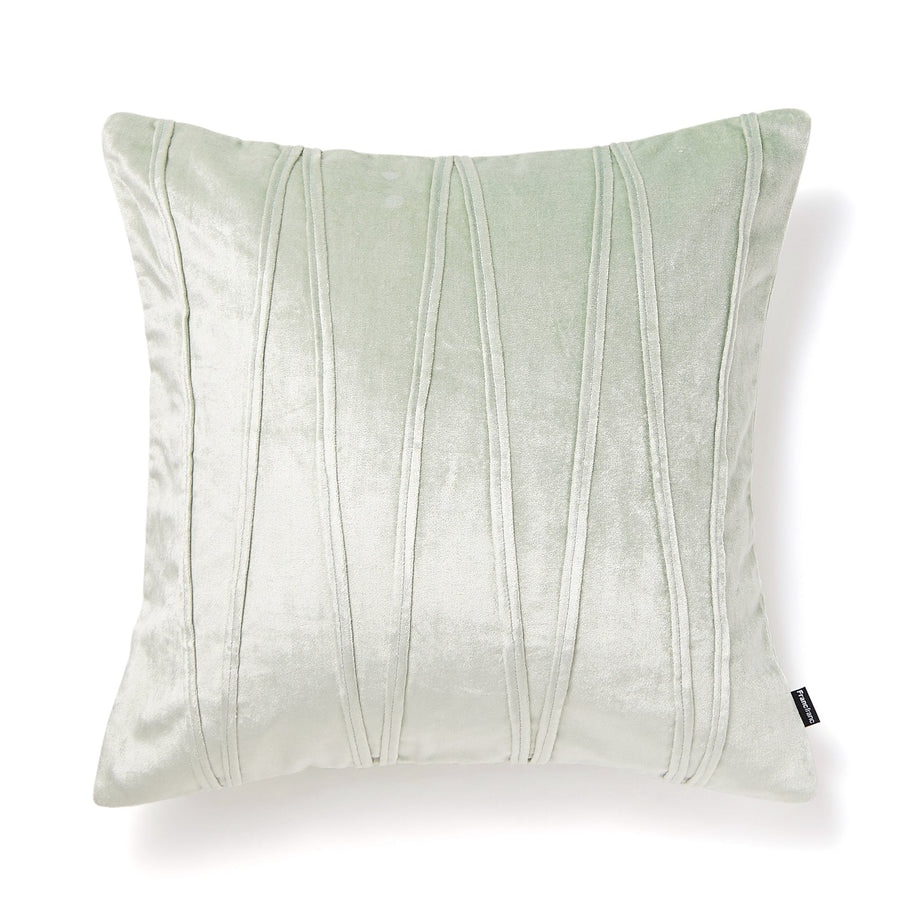 Velvet tuck line cushion cover 450 x 450 light green (092)