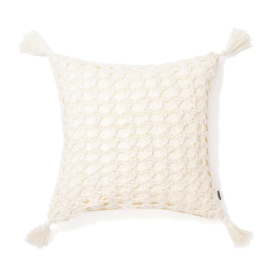 Crochet knit cushion cover 450 x 450 White (117)