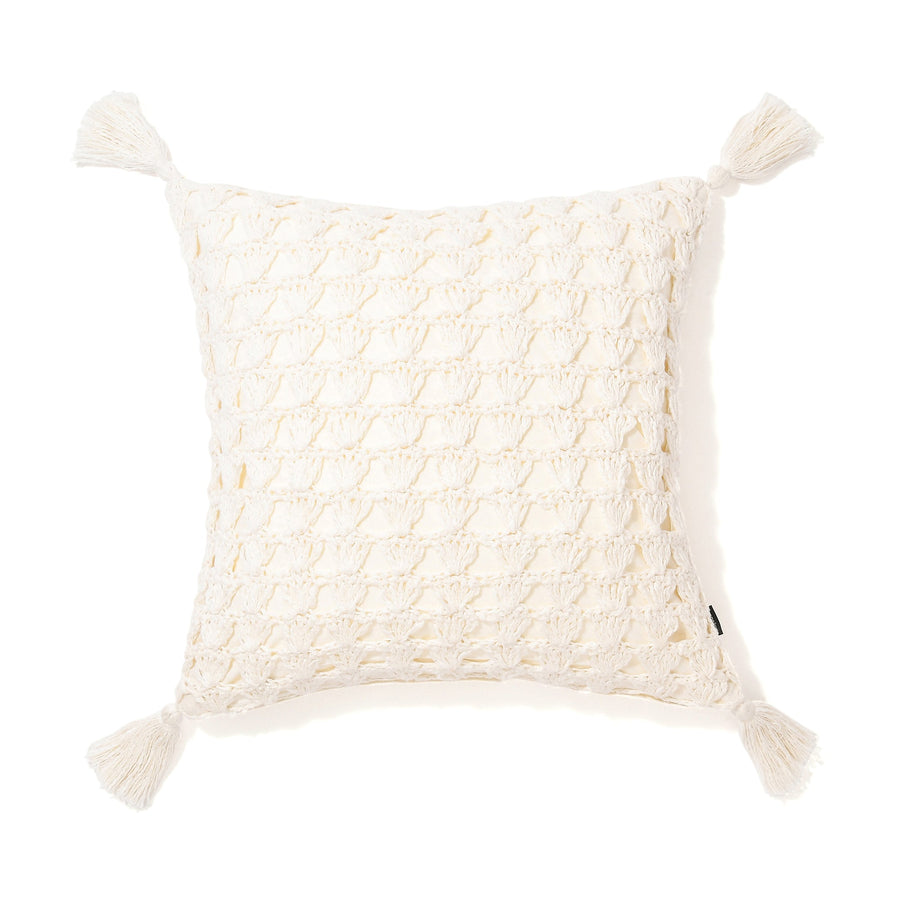 Crochet knit cushion cover 450 x 450 White (117)