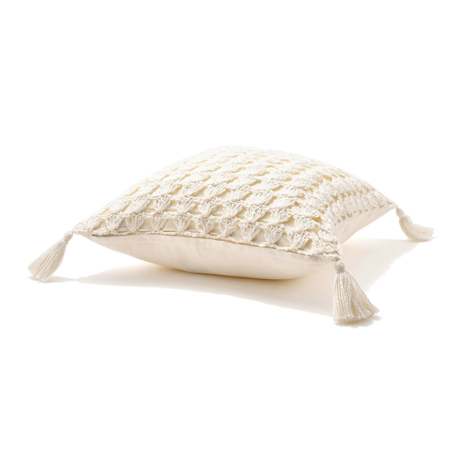 Crochet knit cushion cover 450 x 450 White (117)