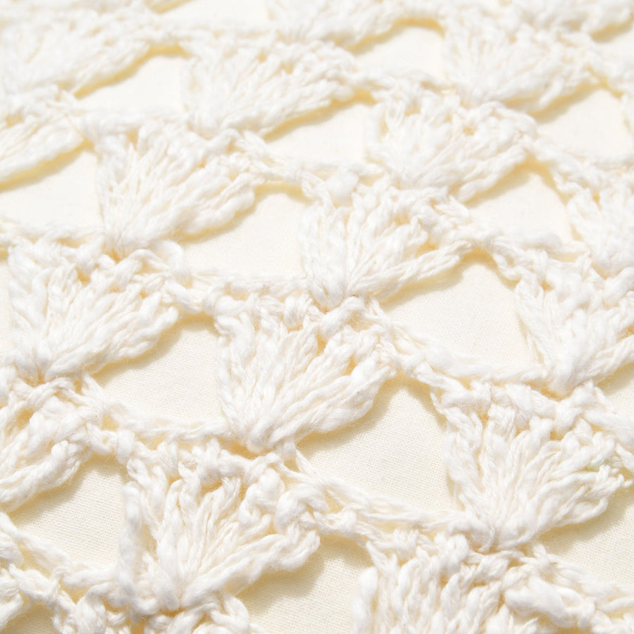 Crochet knit cushion cover 450 x 450 White (117)