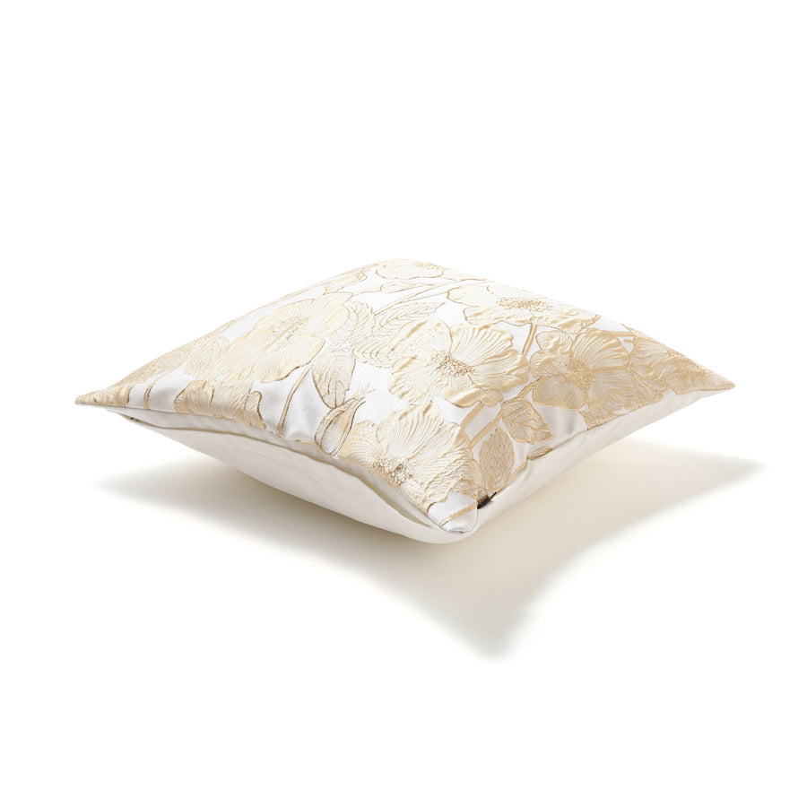 JQ Flower Cushion Cover 450 x 450 White x Gold (110)