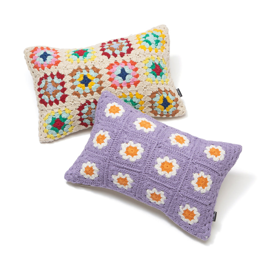 Crochet Flower Cushion Cover 400 x 250 Light Purple (B-061)