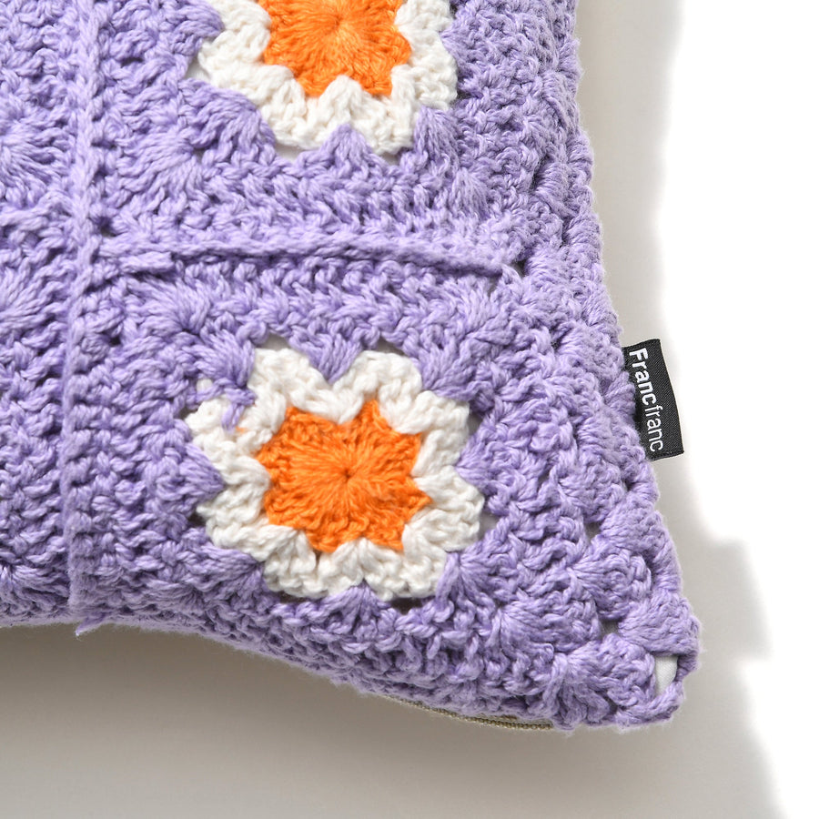 Crochet Flower Cushion Cover 400 x 250 Light Purple (B-061)