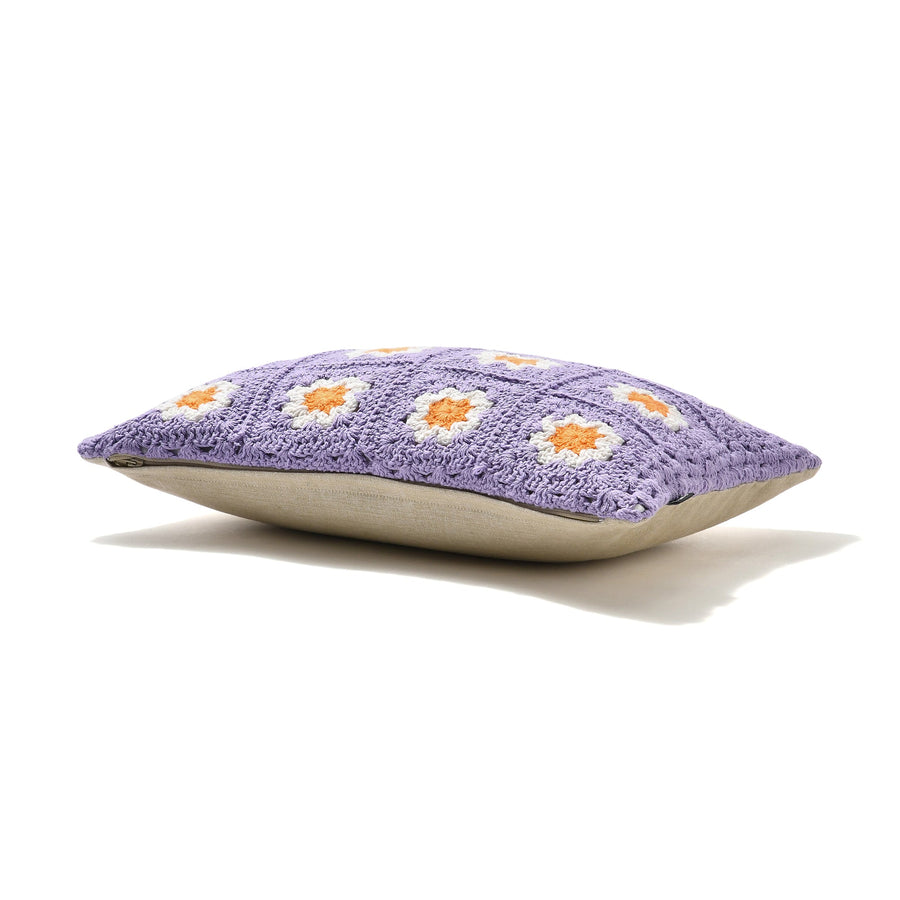 Crochet Flower Cushion Cover 400 x 250 Light Purple (B-061)