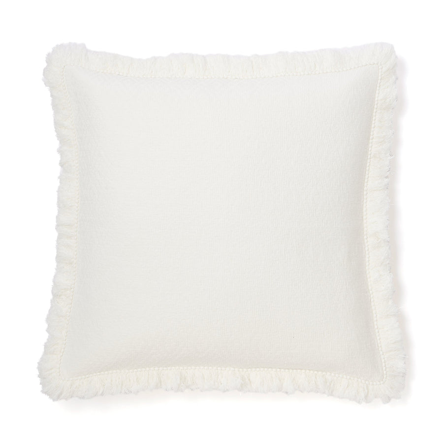 Diamond fringe cushion cover 600 x 600 White (092)