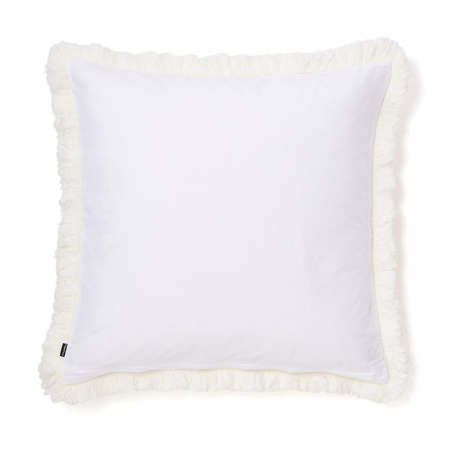 Diamond fringe cushion cover 600 x 600 White (092)