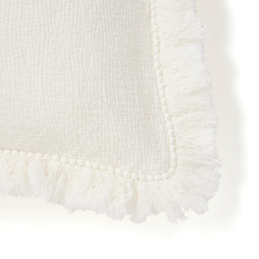 Diamond fringe cushion cover 600 x 600 White (092)