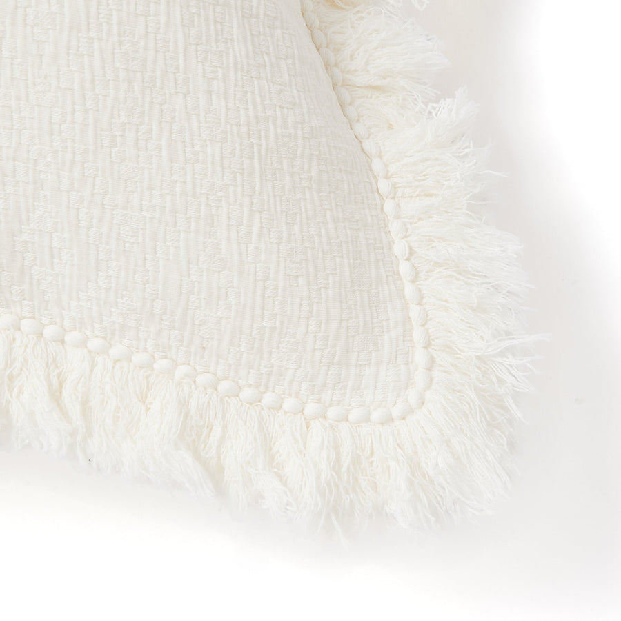 Diamond fringe cushion cover 1000 x 450 White (154)