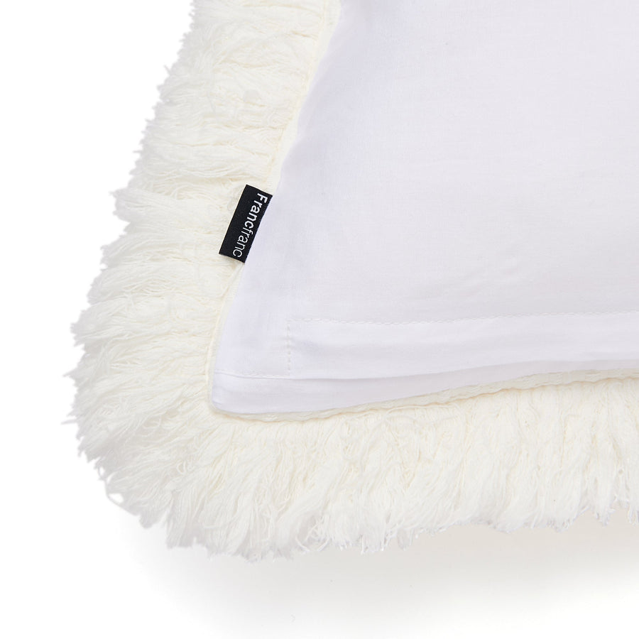 Diamond fringe cushion cover 1000 x 450 White (154)