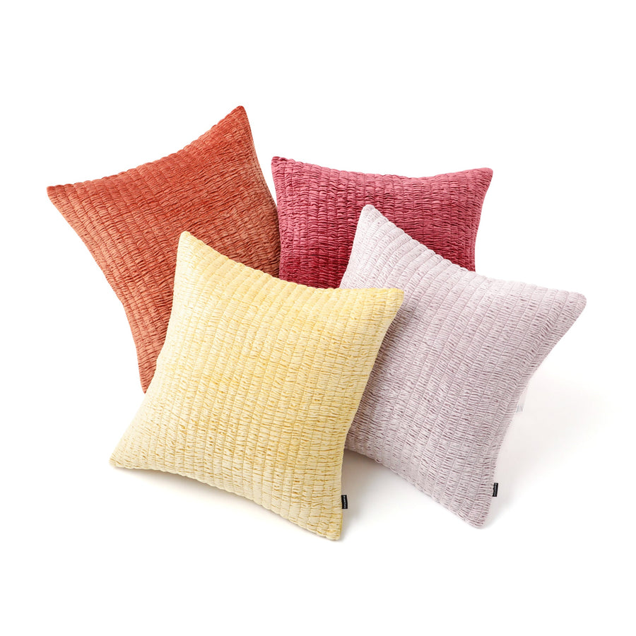 Velvet Gathered Cushion Cover 450 x 450 Yellow (B-090)