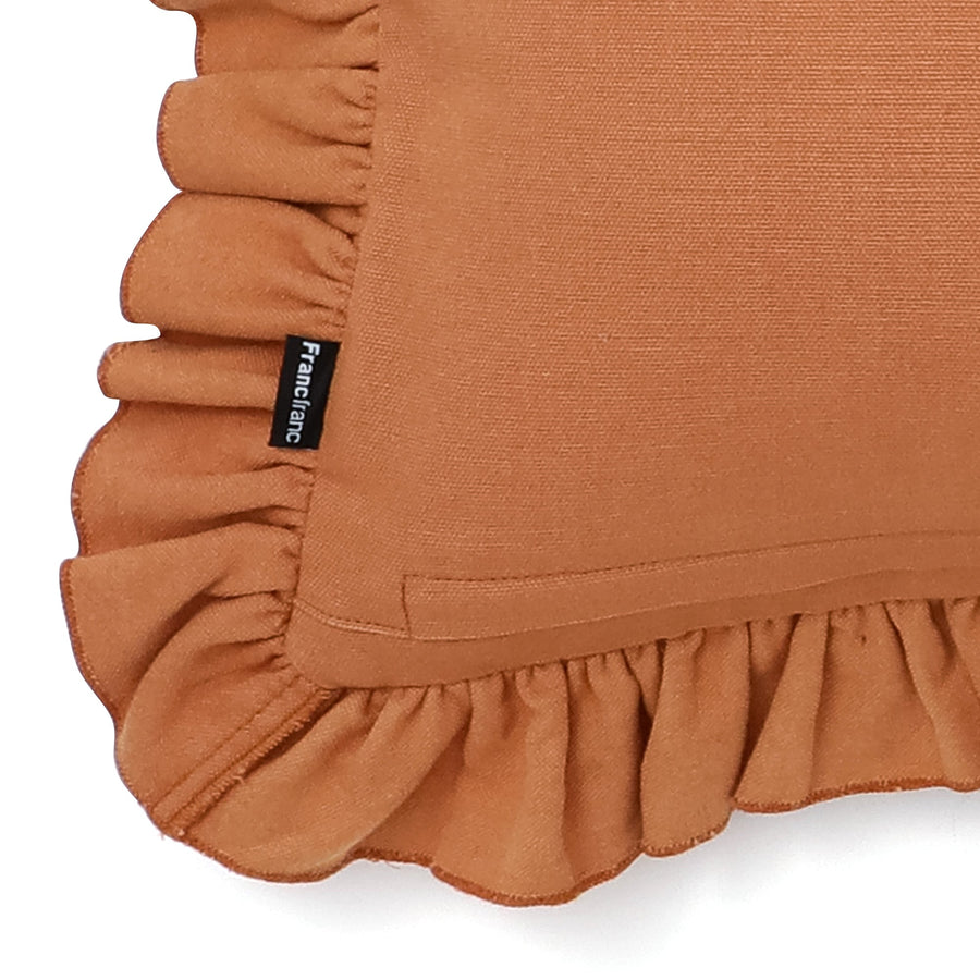 Velvet frill cushion cover 400 x 250 Orange x Pink (B-126)