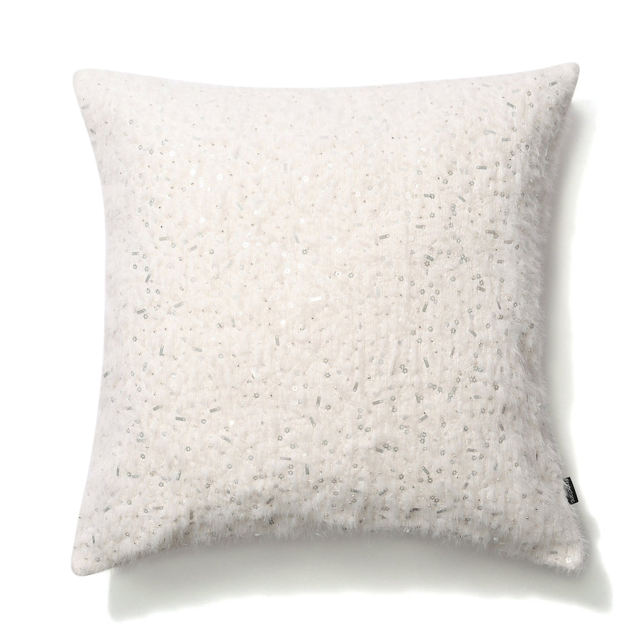 Mohair-like beads cushion cover 450 x 450 White (142)