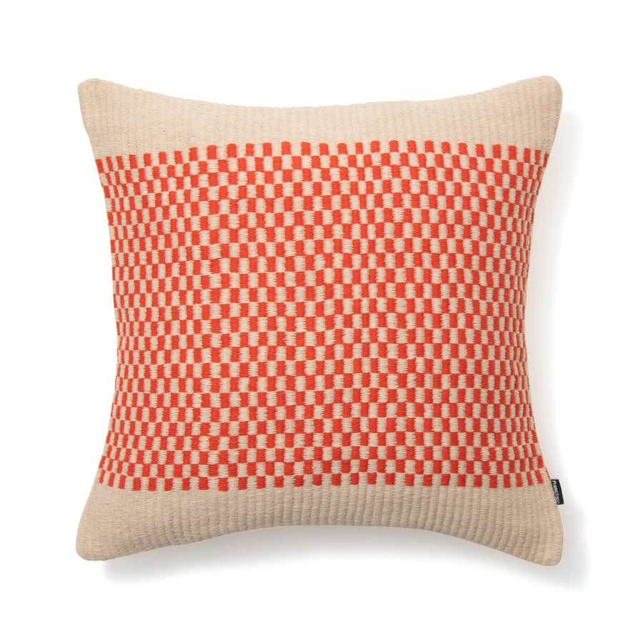 Weave check cushion cover 450 x 450 beige x orange (138)