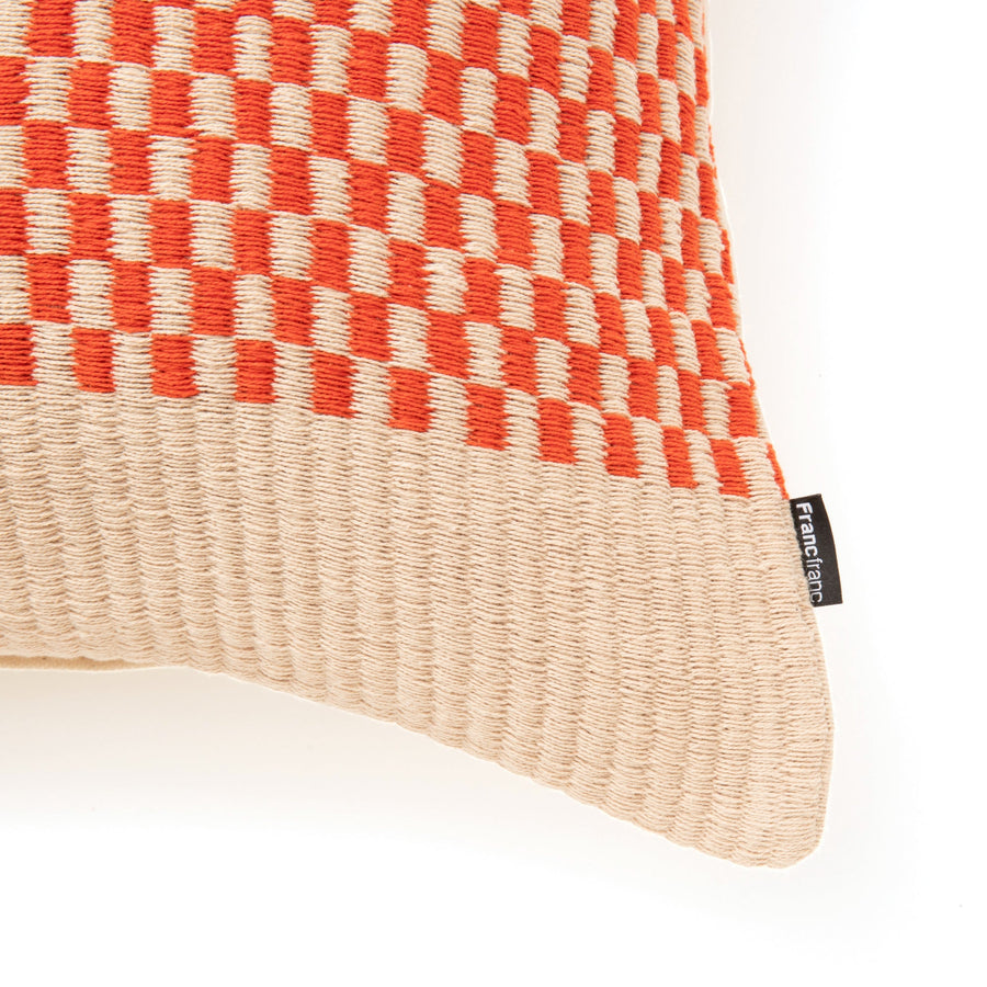 Weave check cushion cover 450 x 450 beige x orange (138)