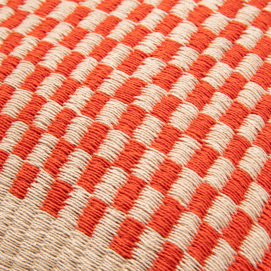 Weave check cushion cover 450 x 450 beige x orange (138)