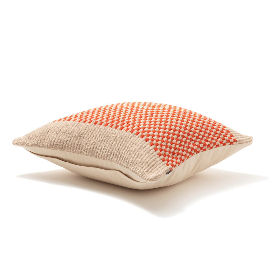 Weave check cushion cover 450 x 450 beige x orange (138)