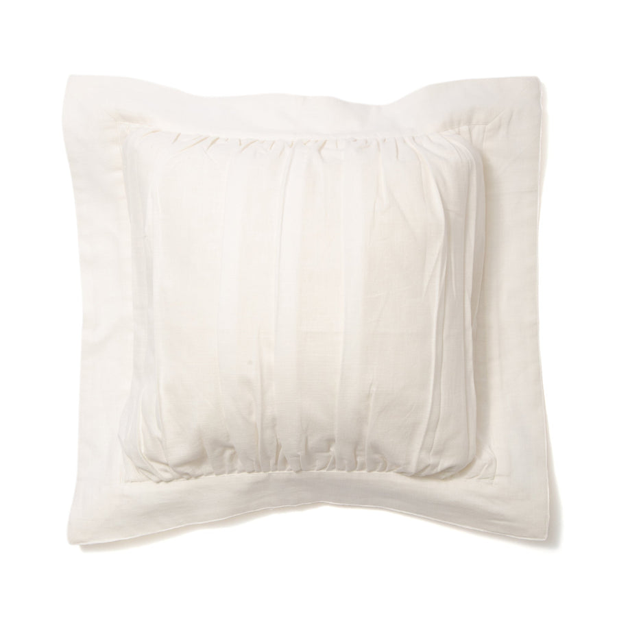 Slub Gathered Cushion Cover 450 x 450 White (121)