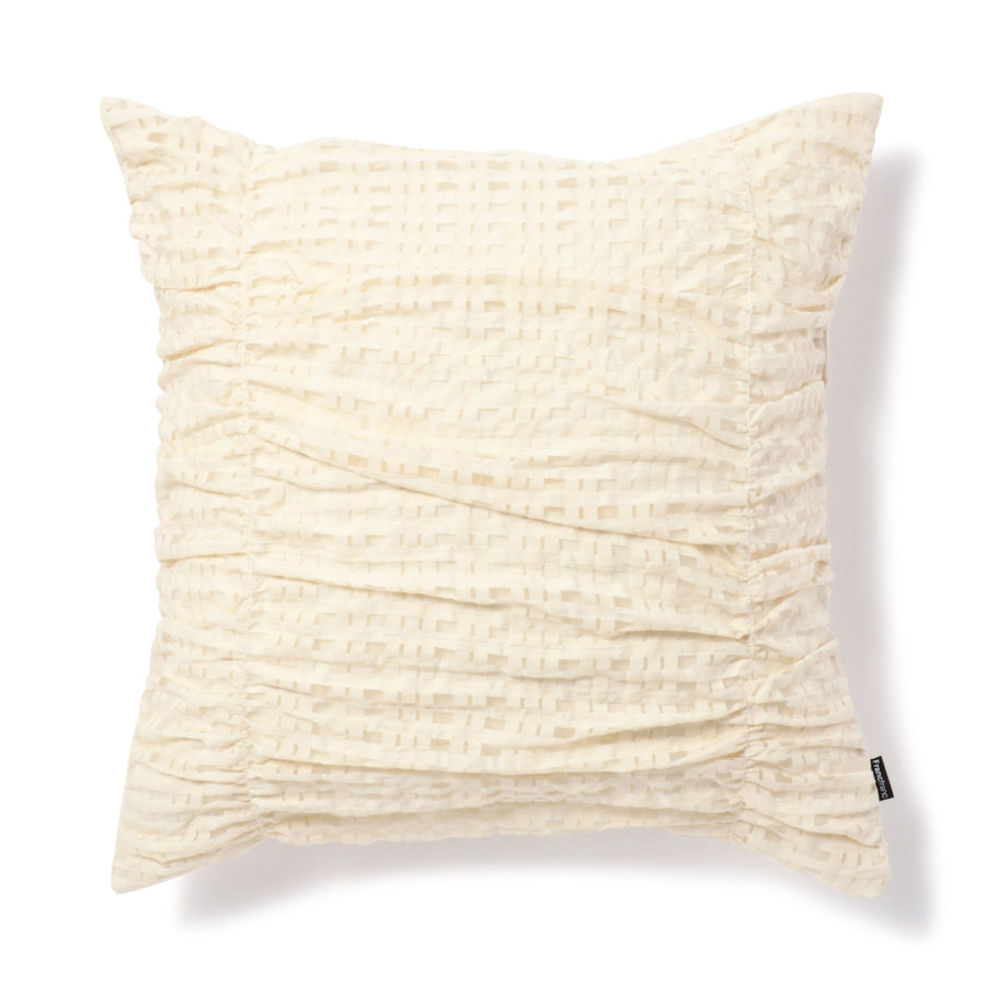 Check Gathered Cushion Cover 450 x 450 Ivory (008)