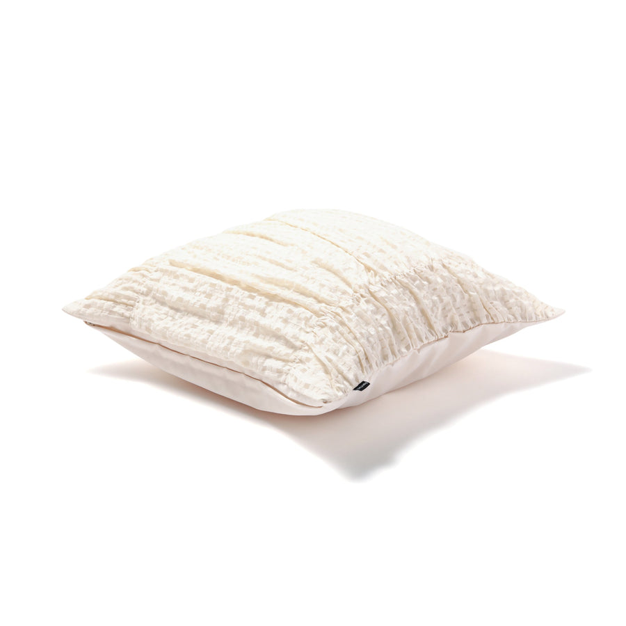 Check Gathered Cushion Cover 450 x 450 Ivory (008)