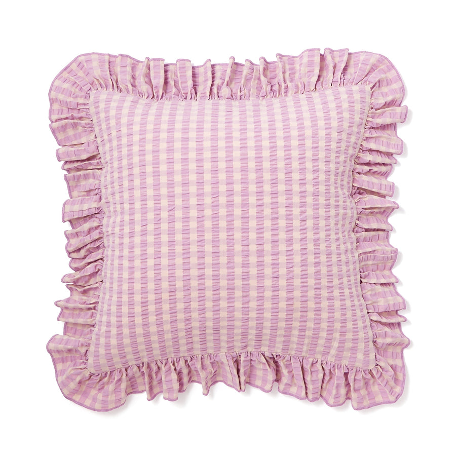 Frill check cushion cover 450 x 450 purple x pink (060)