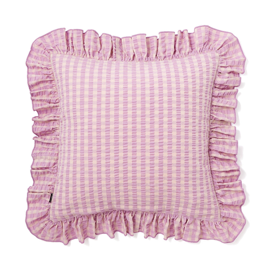 Frill check cushion cover 450 x 450 purple x pink (060)