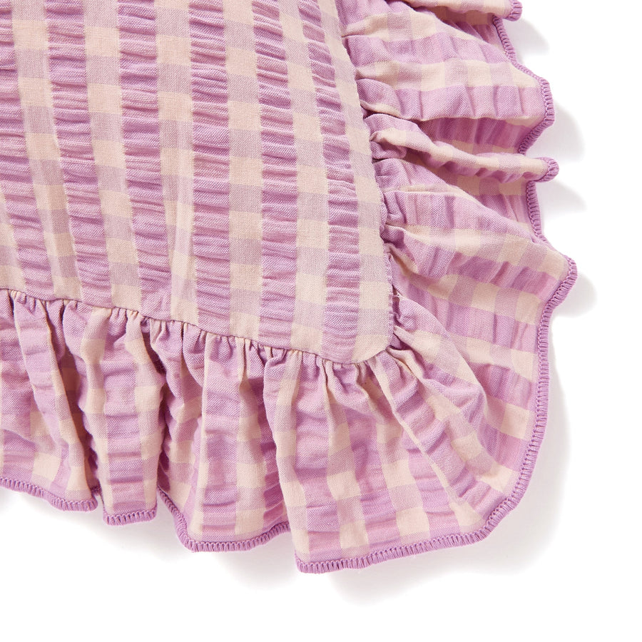 Frill check cushion cover 450 x 450 purple x pink (060)