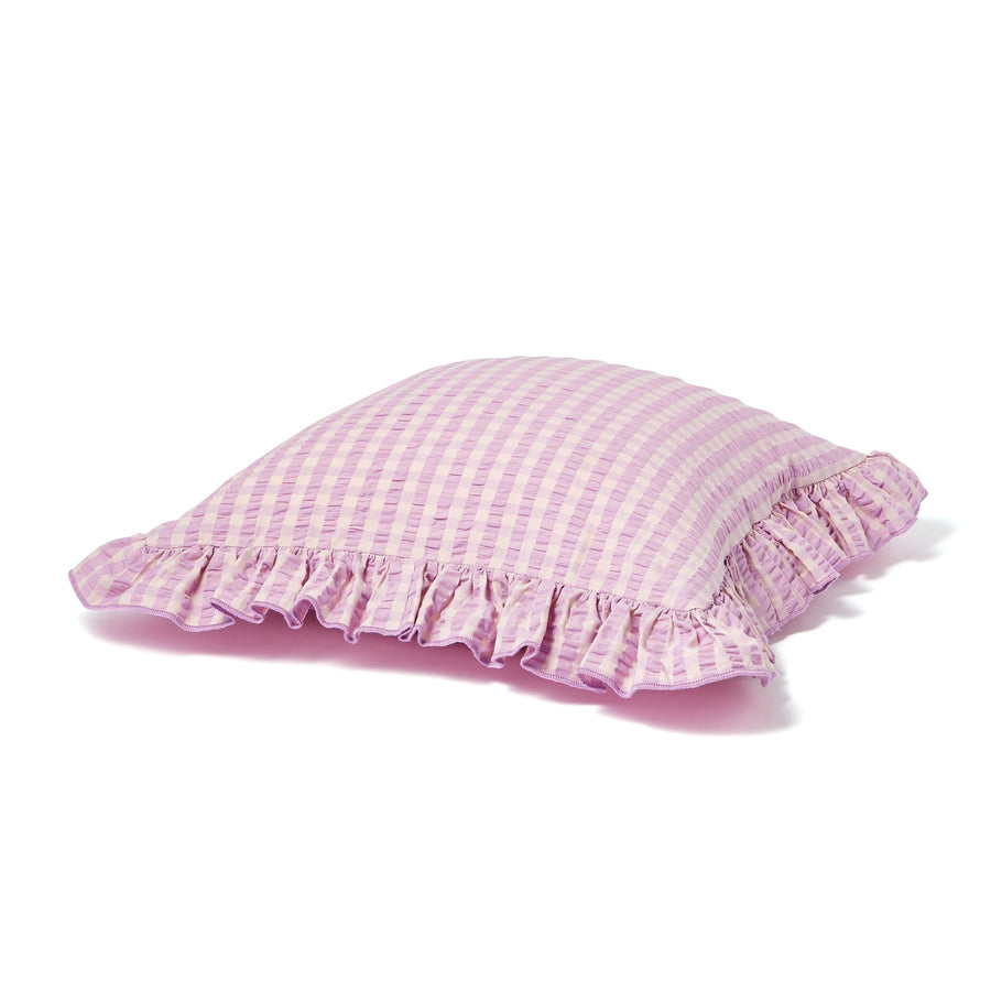 Frill check cushion cover 450 x 450 purple x pink (060)