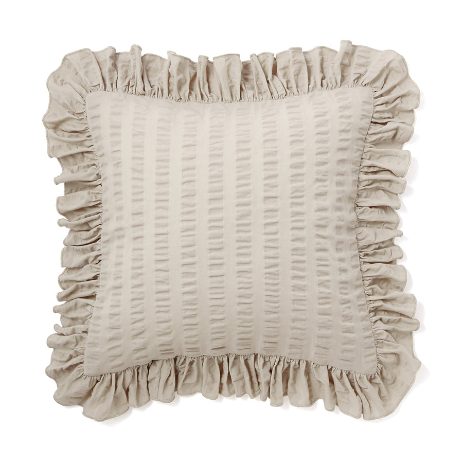 Seersucker ruffle cushion cover 450 x 450 gray (077)