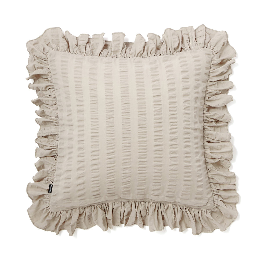 Seersucker ruffle cushion cover 450 x 450 gray (077)