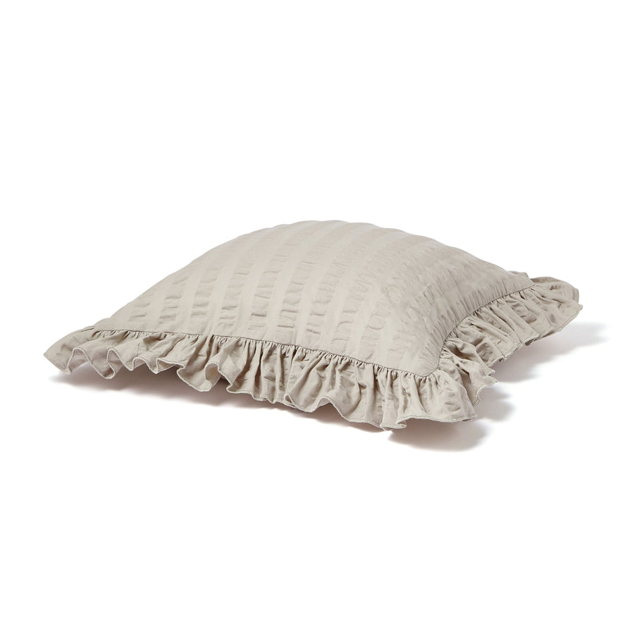 Seersucker ruffle cushion cover 450 x 450 gray (077)