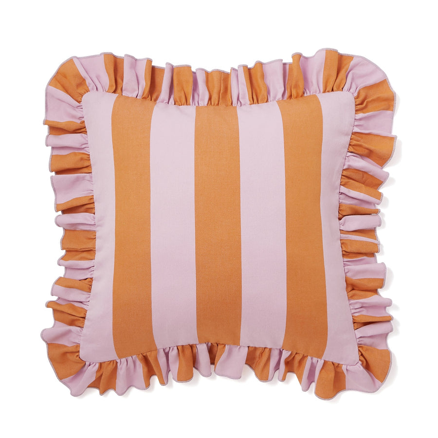 Frill stripe cushion cover 450 x 450 orange x pink (A-041)