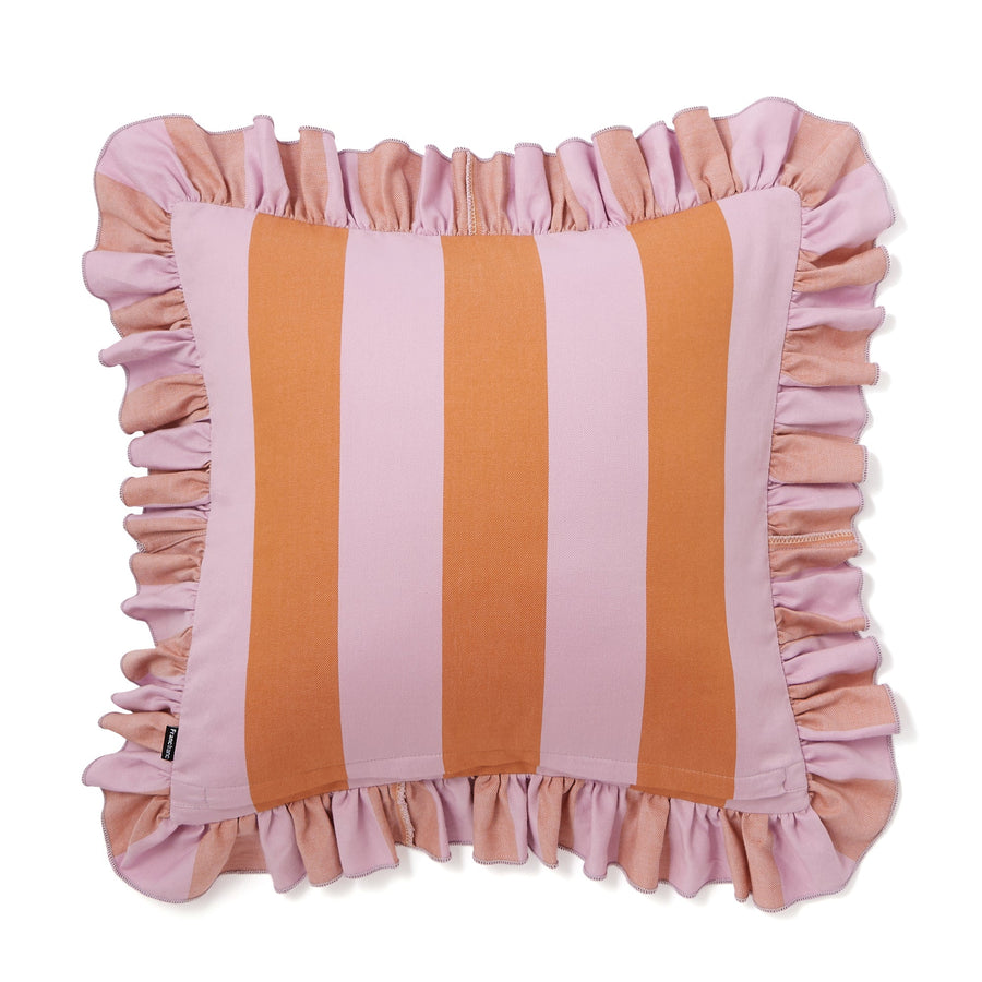 Frill stripe cushion cover 450 x 450 orange x pink (A-041)