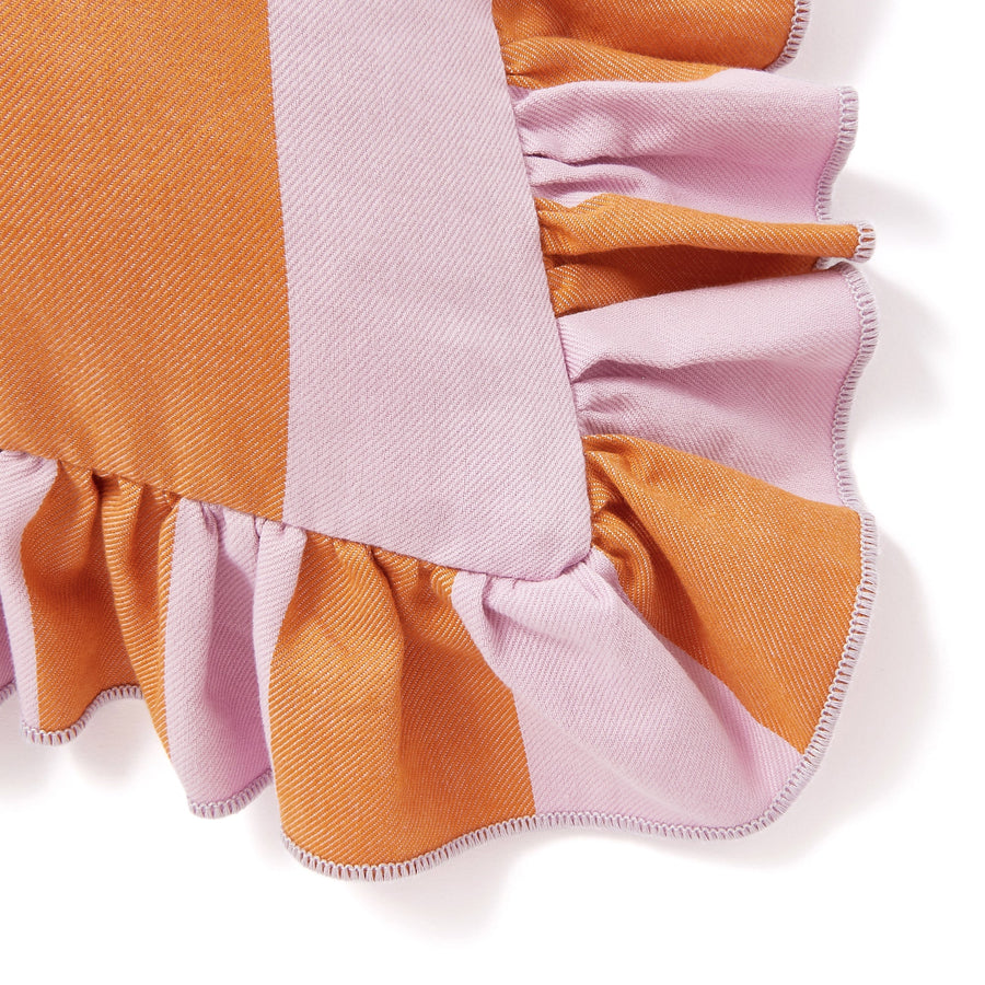 Frill stripe cushion cover 450 x 450 orange x pink (A-041)