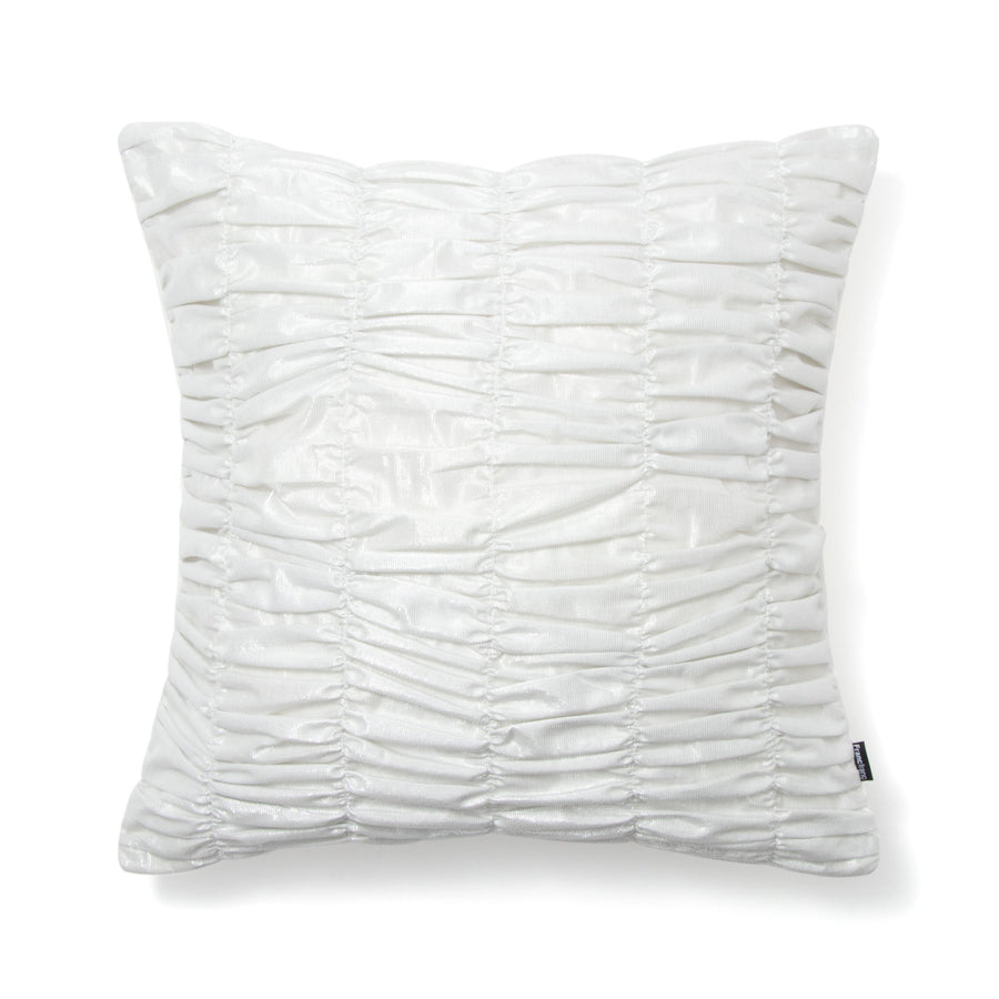 Shiny Gathered Cushion Cover 450 x 450 White x Silver (131)