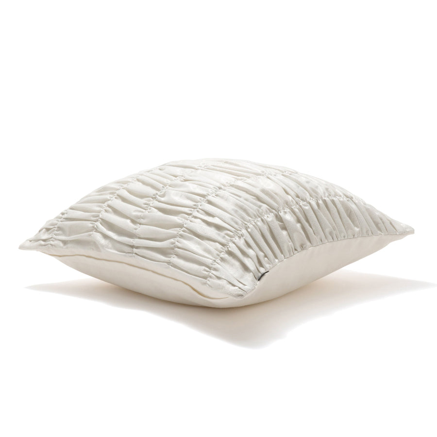 Shiny Gathered Cushion Cover 450 x 450 White x Silver (131)