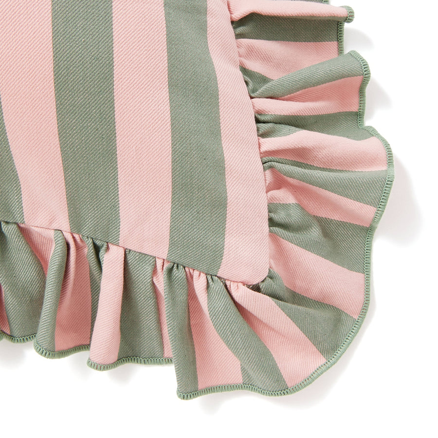 Frill stripe cushion cover 450 x 450 pink x green (B-153)